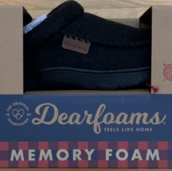 NEW! Dearfoams Men's Slippers Memory Foam Black Sizes S M L XL Fast Shipping NWT - Picture 8 of 8